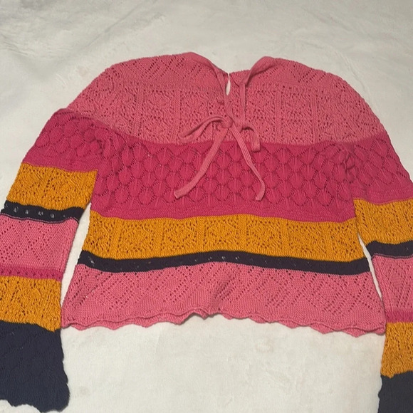 Carolina Herrera Striped Crochet Knit Top XL - Picture 9 of 13